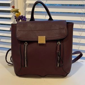 Deep Plum Convertible Faux Leather Handbag